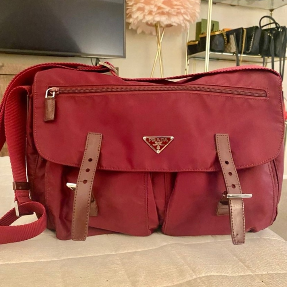 PRADA BT1738 VELA SPORT Nylon Messenger bag Granato with original dustbag &card - Picture 7 of 12